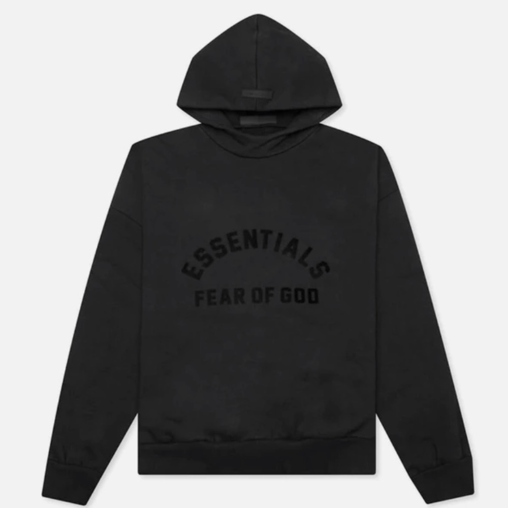 Fear of God Essentials jet black collection pullover hoodie hooded sweatshirt